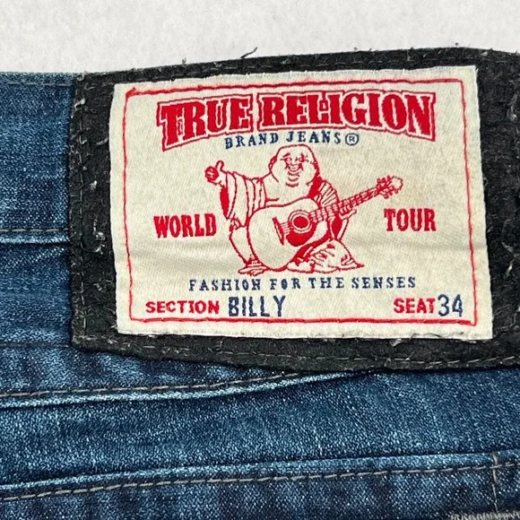 True Religion Men's Dark Wash Blue Straight Denim Section Billy Size 38